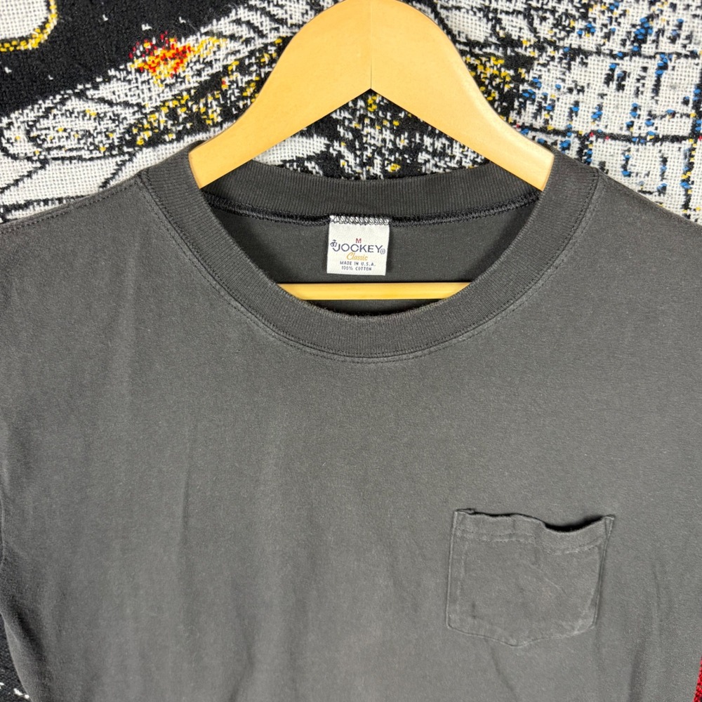 Vintage Jockey Classic Pocket T-Shirt Mens Medium Black Made in USA 100% Cotton